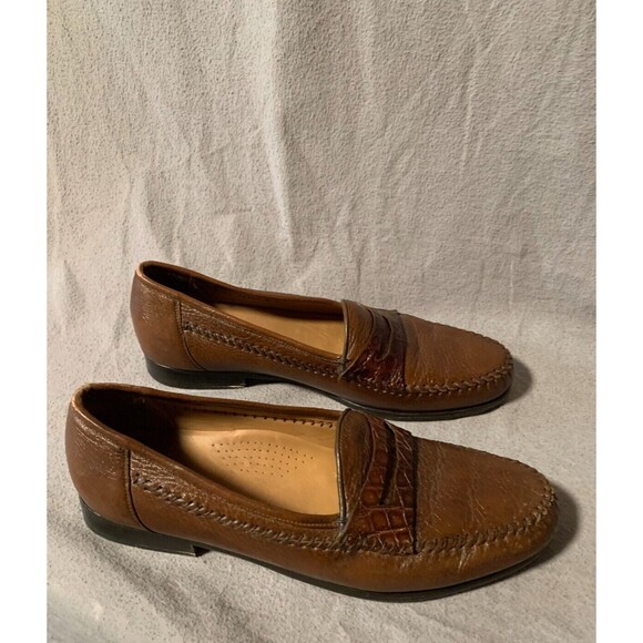Alan Payne Genuine Crocodile and Amalfi Deerskin Penny Loafers Mens 9.5 Brown - Picture 6 of 16